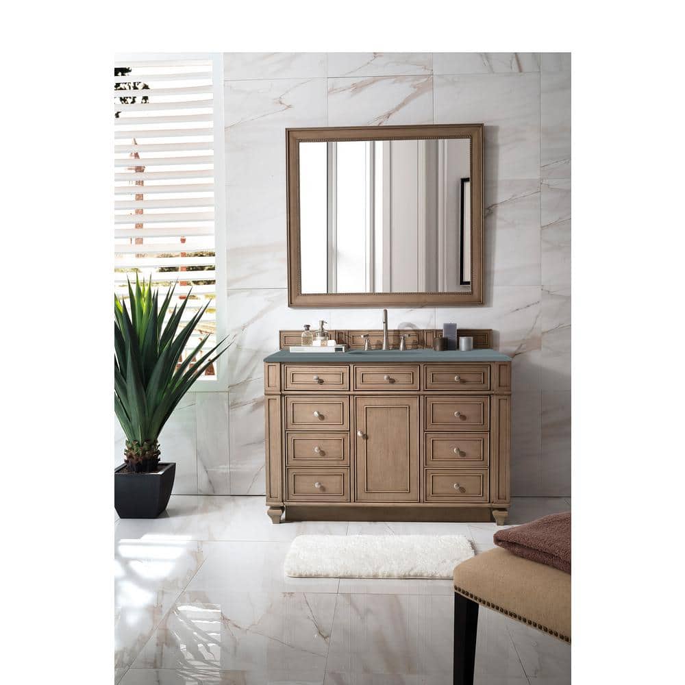 Whitewashed Walnut 48" Single Bathroom Vanity Base with Porcelain Sink