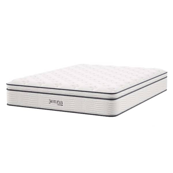 MODWAY Jenna in White California King Firm Innerspring and Foam 12 in. Mattress