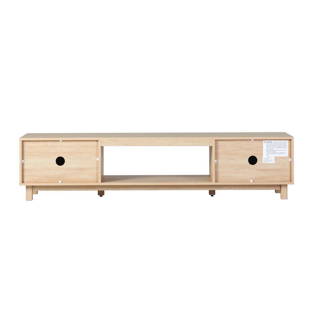 70" Coastal Oak Wood TV Stand with Reeded Doors