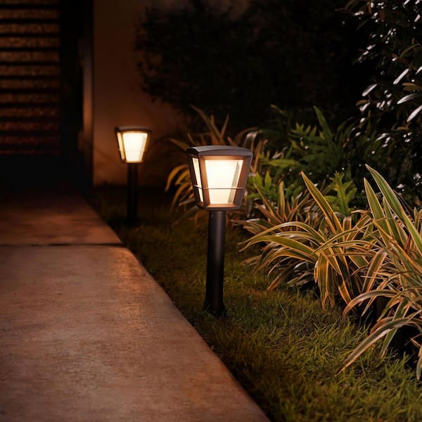 Econic Black Outdoor Pathway Color Changing Integrated LED Low Voltage Smart Plug-In Light Extension (1-Pack)