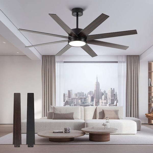 60 in. Smart Indoor Modern Ceiling Fan Light with Remote Control, Reversible DC Motor, Black and Brown