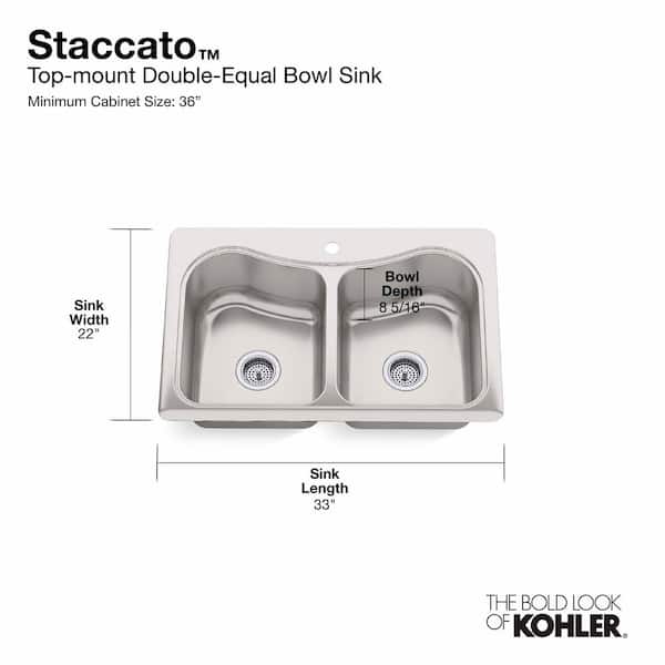 Staccato Drop-in Stainless Steel 20 in. 3-Hole Single Bowl Kitchen Sink Staccato Drop-in Stainless Steel 20 in. 3-Hole Single Bowl Kitchen Sink