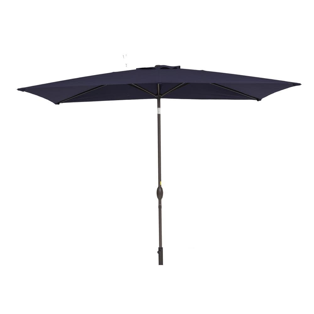 10 ft. x 7 ft. Aluminum Market Patio Umbrella in Navy Blue