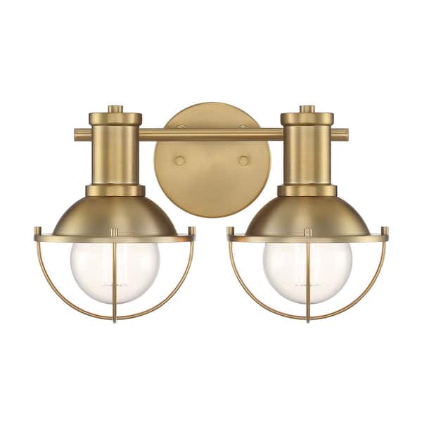 Designers Fountain Dalton 15 in. 2-Light Brushed Gold Industrial Vanity with Metal Cages