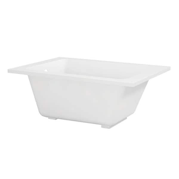 Aqua Eden 48 in. x 31.9 in. Acrylic Rectangular Drop-In Soaking Bathtub with Reversible Drain in Glossy White