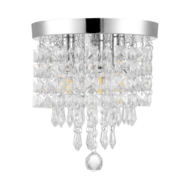 WINGBO 8.7 in. 3-Light Brushed Nickel Flush Mount