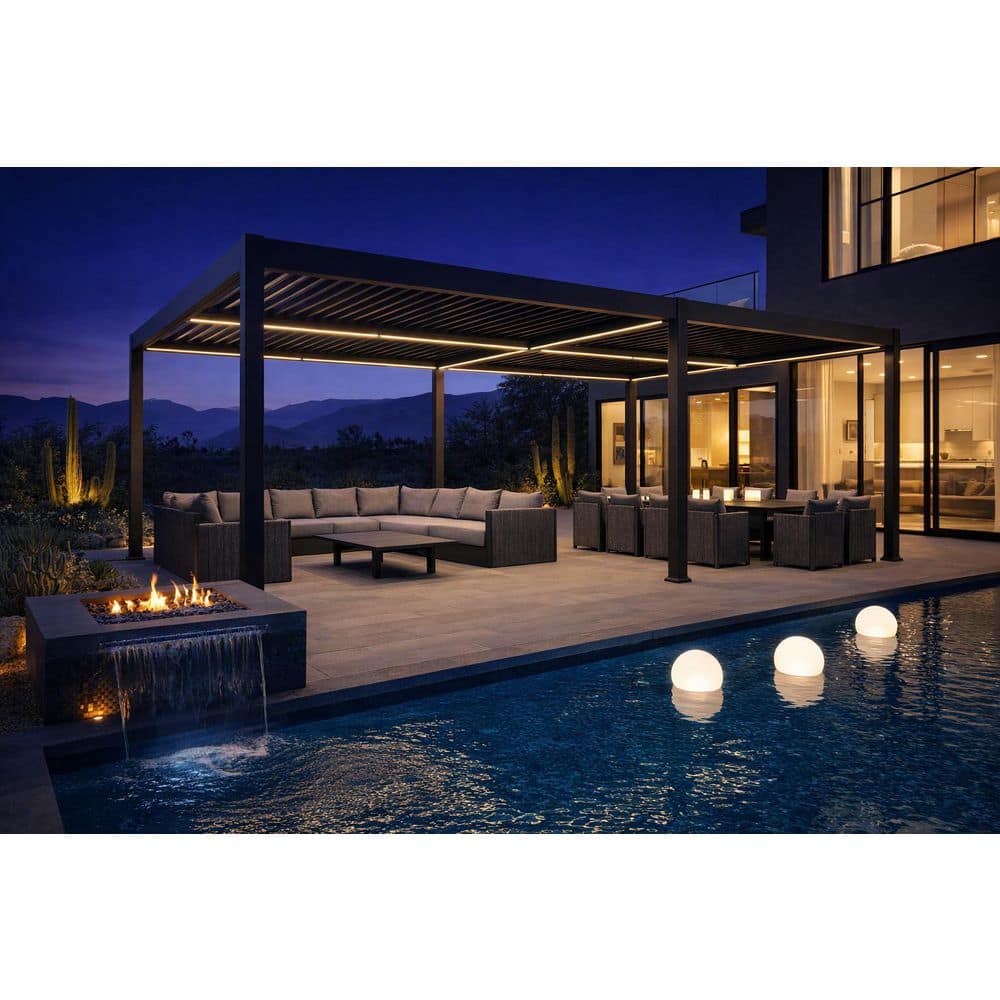 PURPLE LEAF 13 ft. x 20 ft. Gray Aluminum Outdoor Louvered Pergola