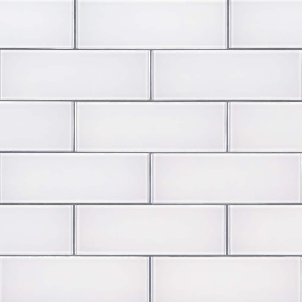 Ice 3 in. x 9 in. Glossy Glass White Subway Tile Sample (0.19 sq. ft.) price history on PriceWatchPro