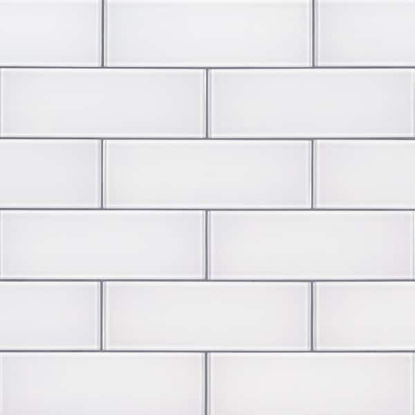 MSI Ice 3 in. x 9 in. Glossy Glass White Subway Tile Sample (0.19 sq. ft.)