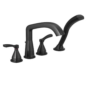 Stryke 2-Handle Deck Mount Roman Tub Faucet Trim Kit with Handshower in Matte Black (Valve Not Included)