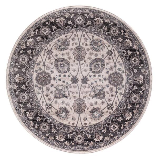 Lara Vase Ivory 5 ft. Round Area Rug