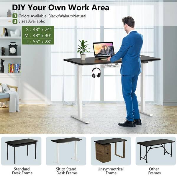 Black Frame Black Uplift Desk Dark Brown Rubberwood Coffee Table with Storage Cup Grommets 48 x 30 Black Frame Black Uplift Desk Dark Brown Rubberwood Coffee Table with Storage Cup Grommets 48 x 30
