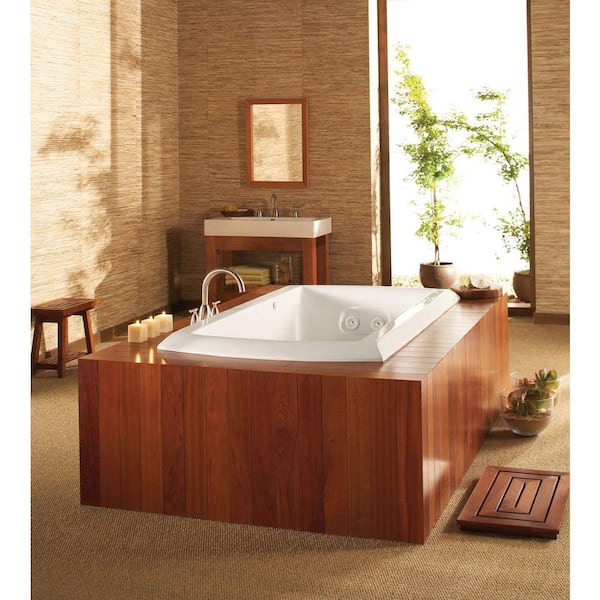 Riviera Motif 72 in. x 42 in. Rectangular Whirlpool Acrylic Center Drain Drop-In Air Bath/Bathtub with Heater in White