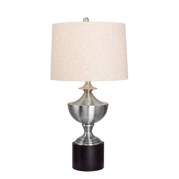Fangio Lighting 30 in. Brushed Steel Metal Table Lamp with Black Base