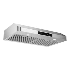 30 in. 135 CFM Ducted Under Cabinet Range Hood in Stainless Steel Silver with Motor and LED Lights