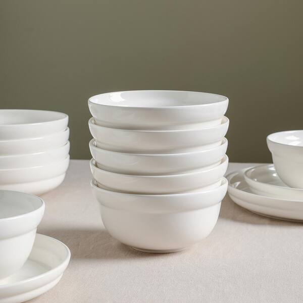 STONE LAIN Virtuo 25.5 fl oz. White Porcelain Cereal Bowls (Set of