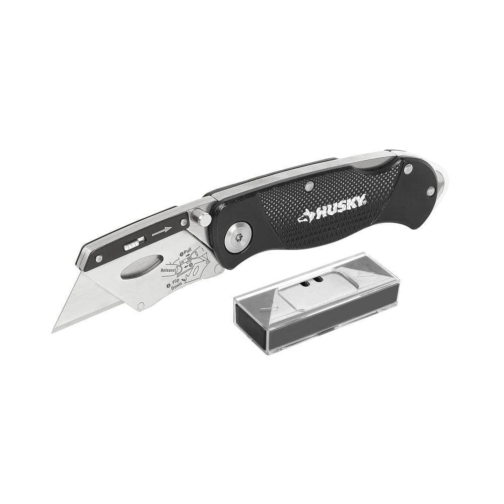 HUSKY PRO Utility Knife Blades Storage,Folding Handle,Lockable,Removable  Blade