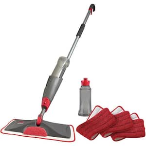 17 in. Microfiber Spray Mop Floor Cleaning Kit with 3 Microfiber Pads and 1 Refill Bottle for All Floor Types in Gray
