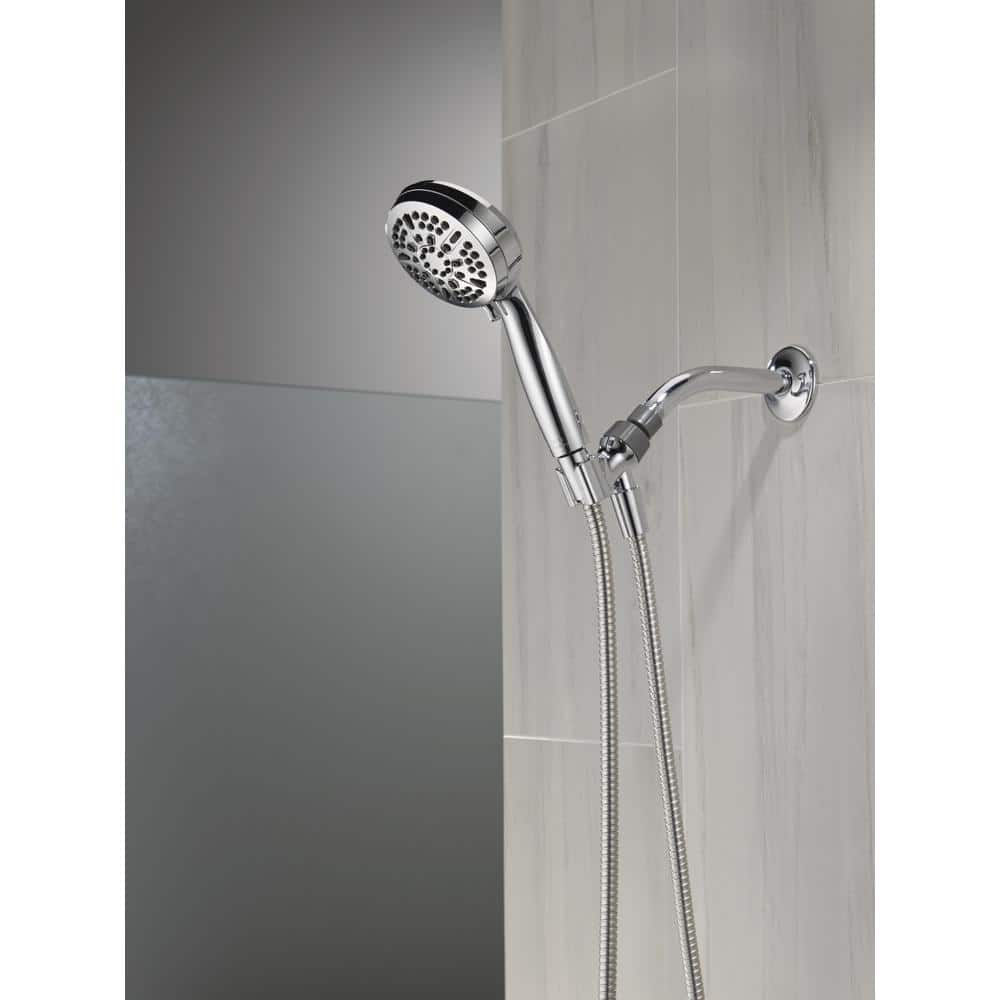 Chrome Adjustable Height Multi-Head Handheld Shower with Pulse