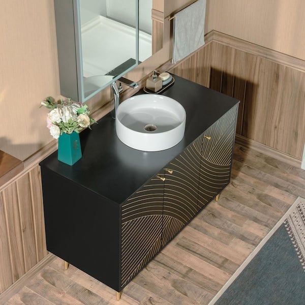 TOPBRIDGE x ANYTYPE ブラックステア WOODBRIDGE 48 in. W x 22 in. D Single Ceramic Vessel Sink
