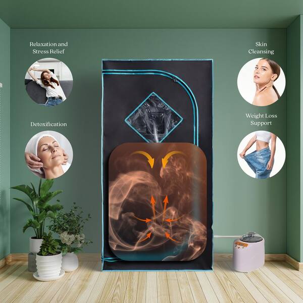 JOMEED 1-Person Indoor Portable Zip Sauna with Chair CC142 - The