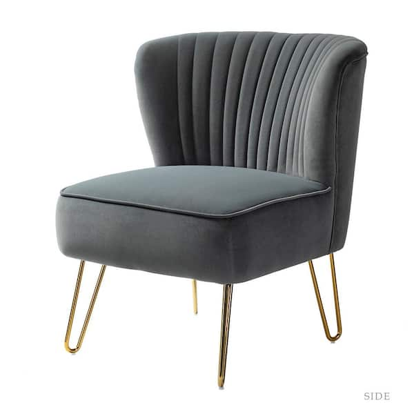 JAYDEN CREATION Alonzo Grey Side Chair with Tufted Back CHM0120-GREY ...