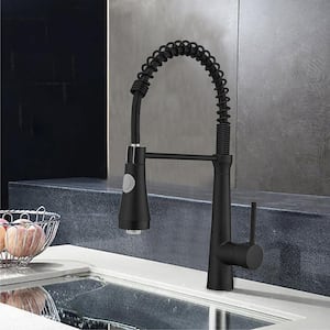 Black LED Single-Handle Faucet Pull-Down Sprayer Kitchen Faucet