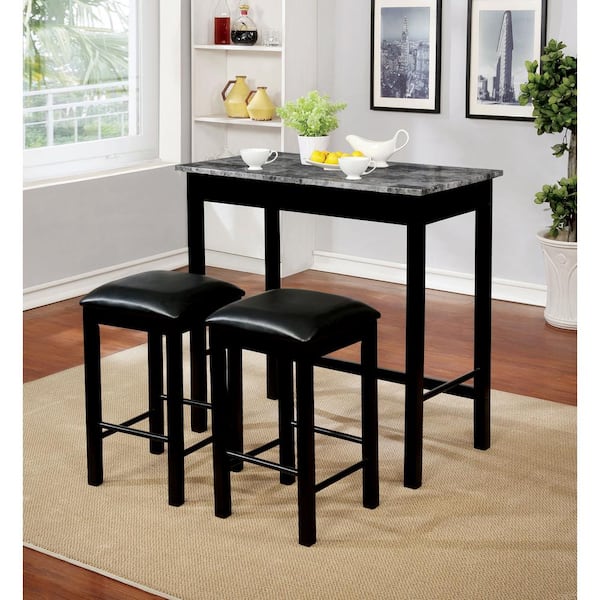 Black Counter Height Table Set Idf, Black Wood Counter Height Table And Chairs