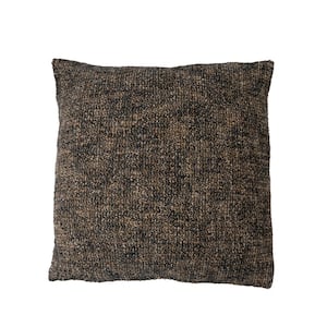 Brown Melange Cotton Blend 20 in. x 20 in. Boucle Pillow