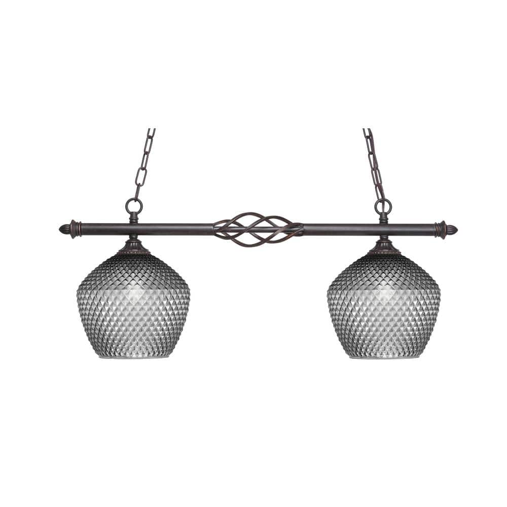 Bridgewater 2 Light Dark Granite Linear Chandelier, Any room with 9 in. Smo