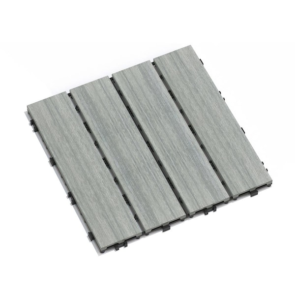 1 ft. x 1 ft. Quick Deck Plastic Composite Interlocking Deck Tile in Light Gray (22 sq.  ft. per Box)