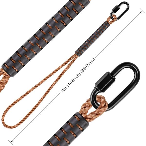 Angel Sar 12 ft. Brown Tree Swing Rope Hammock Hanging Straps with Stainless Steel Carabiner Snap Hook 2 Pack TKAO6794 The Home Depot