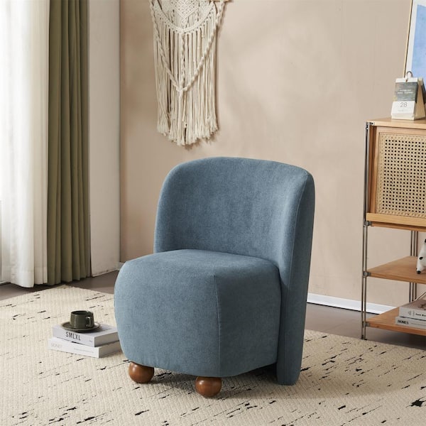 Veylin Blue Modern Upholstered Low-back Wood Club Chair