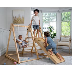 Avenlur Juniper Indoor Folding Playset with Swing, Rock Wall, Climbing Ladder