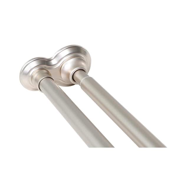 Utopia Alley Adjustable 72 in. Double Shower Curtain Tension Rods - Rust-Proof Alu with Liner and Hooks, Brushed Nickel
