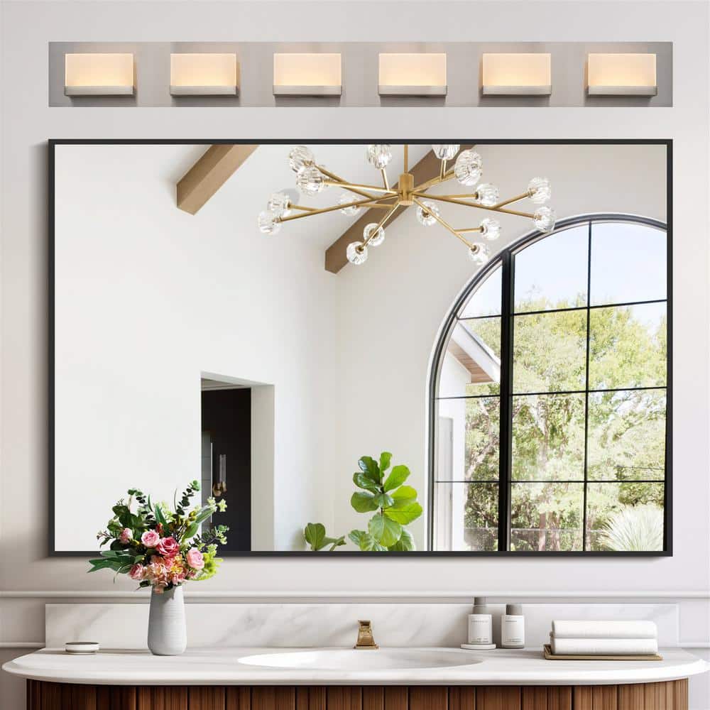 Everett 48" Brushed Nickel LED Bathroom Vanity Light with Frosted Acrylic Shade