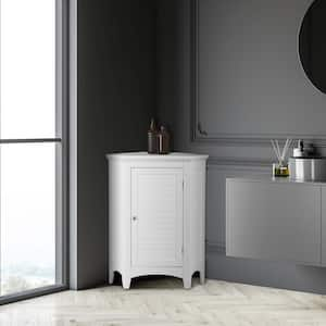 Glancy 17 in. D x 32 in. H x 24.75 in. W Freestanding Corner Bathroom Floor Storage Linen Cabinet in White