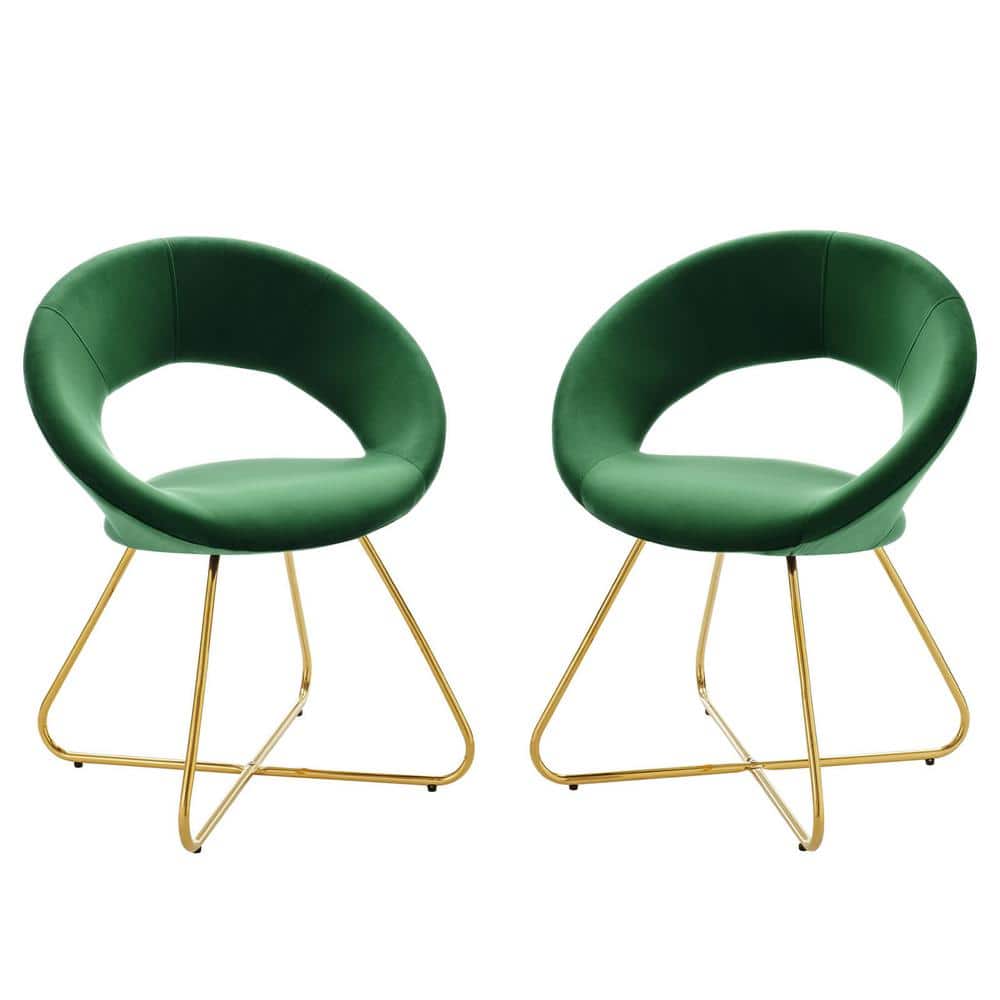 Emerald Green Velvet Upholstered Side Chair with Gold Metal Legs