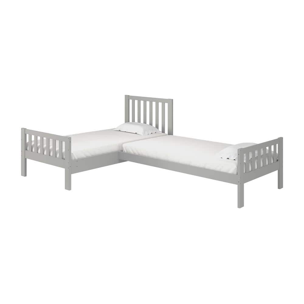Aurora Dove Gray Twin Corner Twin Wood Bed