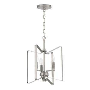 Shayna 13 in. 3-Light Brushed Nickel Finish Transitional Convertible Semi Flush Mount Ceiling Light No Bulbs Included