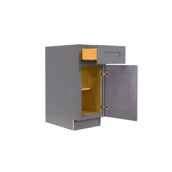 LIFEART CABINETRY Lancaster Gray Plywood Shaker Stock Assembled Base Wasket Kitchen Cabinet 18 in. W x 34.5 in. H x 24 in. D
