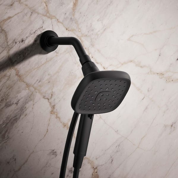Fordra 3-Spray Patterns with 1.75 GPM 5.375 in. Wall Mount Handheld Shower Head in Matte Black