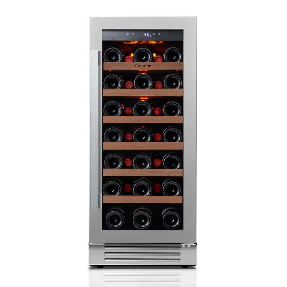 Ca'Lefort 15 in. Single Zone 33-Bottles Built-In Wine Cooler Refrigerator Fast Cooling Compressor Fridge Frost-Free Touch Panel