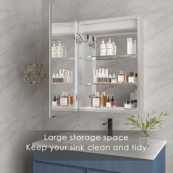 Dropship 20 X 28 Inch Bathroom Medicine Cabinet With Mirror Wall Mounted  LED Bathroom Mirror Cabinet With Lights, Anti-Fog, Waterproof,  Dimmable,3000K~6000K, Single Door,Touch Swich, Storage Shelves to Sell  Online at a Lower