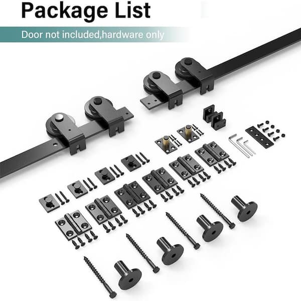 4.5 ft. /54 in. I Shape Frosted Black Top Mount Bi-Fold Sliding Barn Door Hardware Track Kit for 4-Doors
