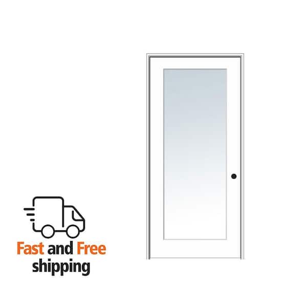 36 in. x 80 in. Left Hand Primed Composite Glass Full Lite Clear Single Prehung Interior Door