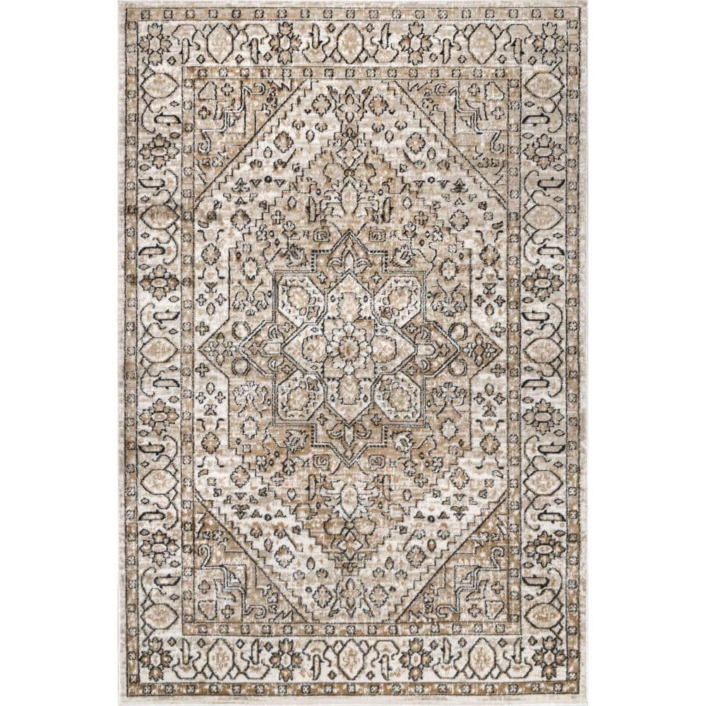 nuLOOM Stevie Traditional Medallion Beige 5 ft. x 8 ft. Area Rug