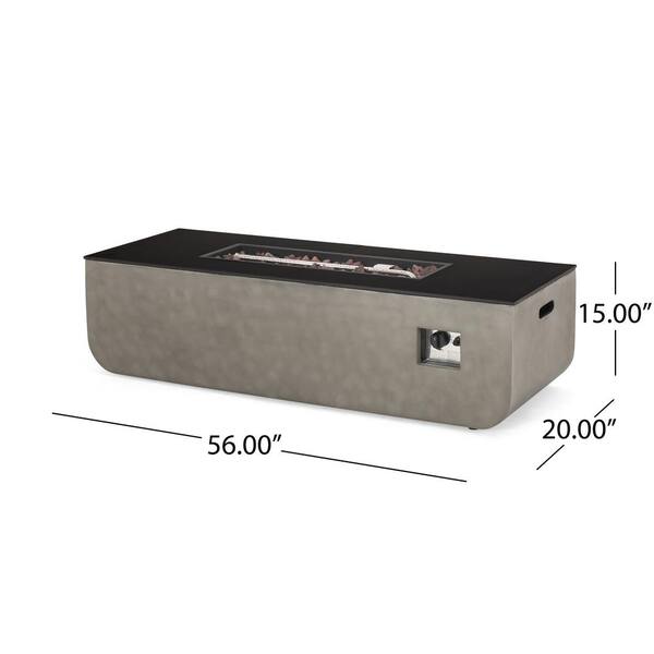 Unbranded - 56 in. x 20 in. 50000 BTU Outdoor Rectangular MGO Fire Pit in Gray