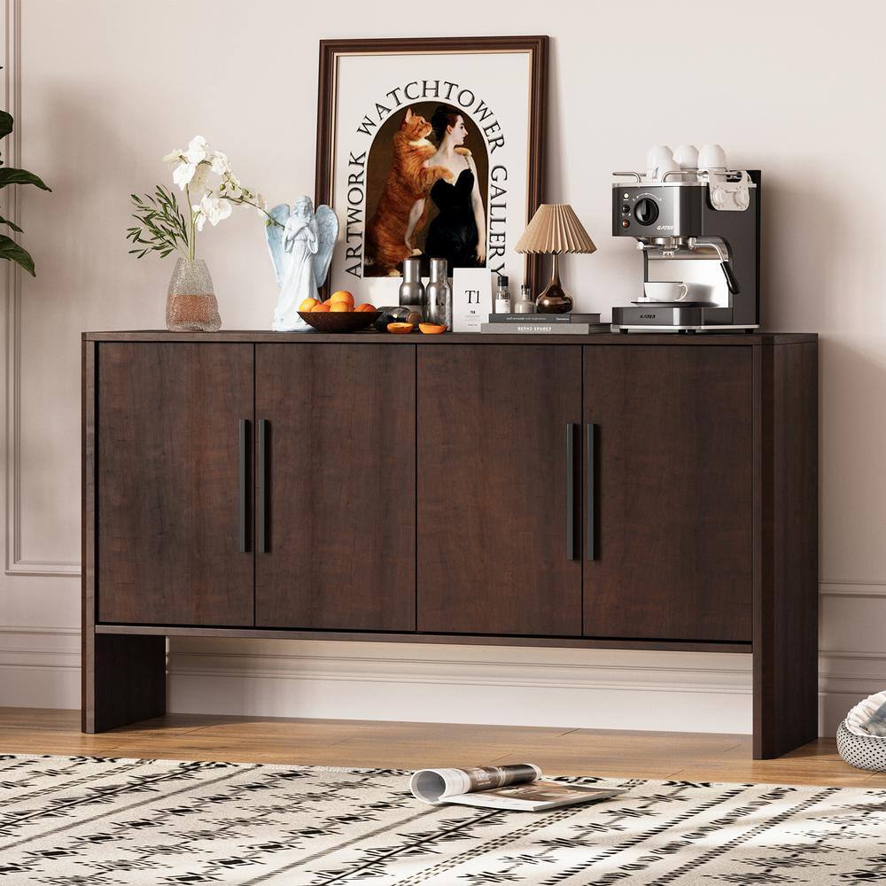 Harper & Bright Designs Espresso MDF 59 in. Storage Sideboard