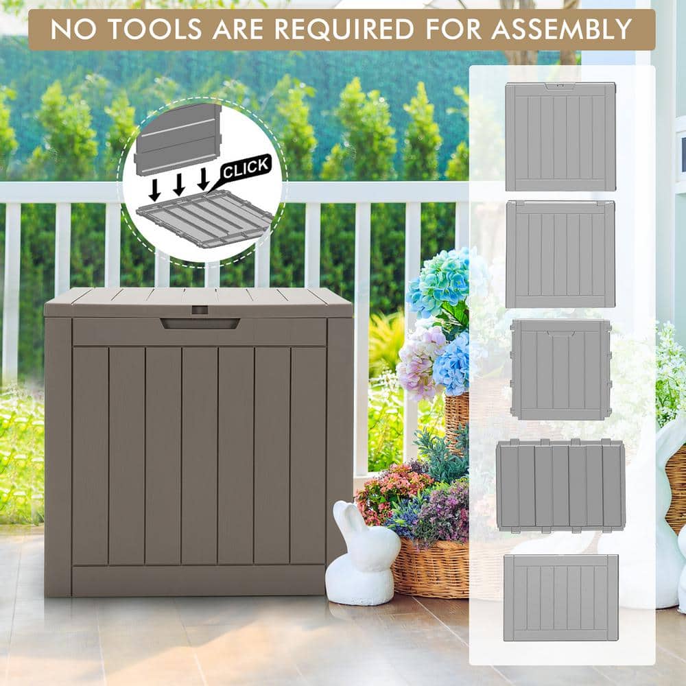 Light Brown Lockable Plastic Deck Box with Handles